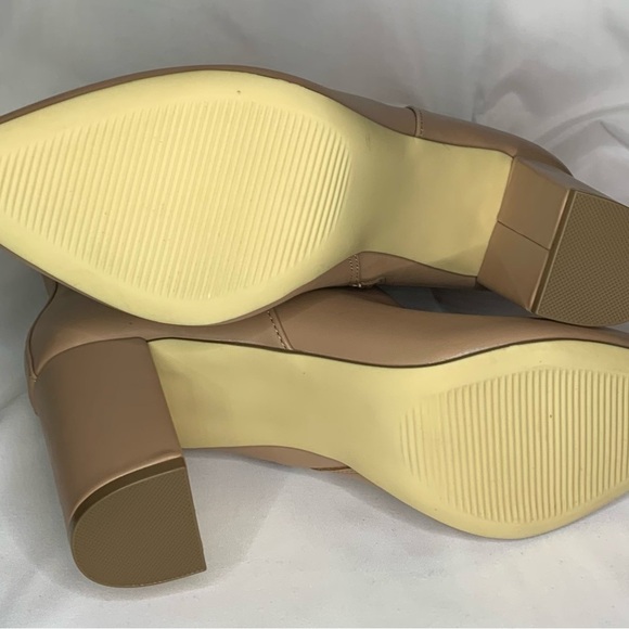 3 for $30 JustFab Tan Women’s Ankle Booties with Tan Zippers and Block Heel - Picture 3 of 4